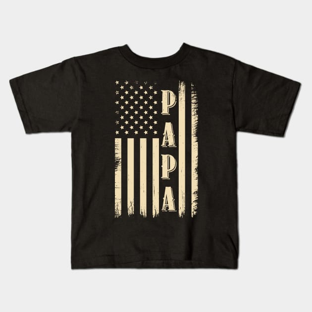 American Flag Us Papa Fathers Day Kids T-Shirt by GShow